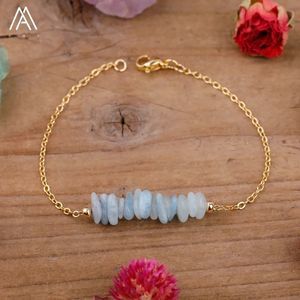 ✨NEW✨ Aquamarine With Gold Chain Bracelet